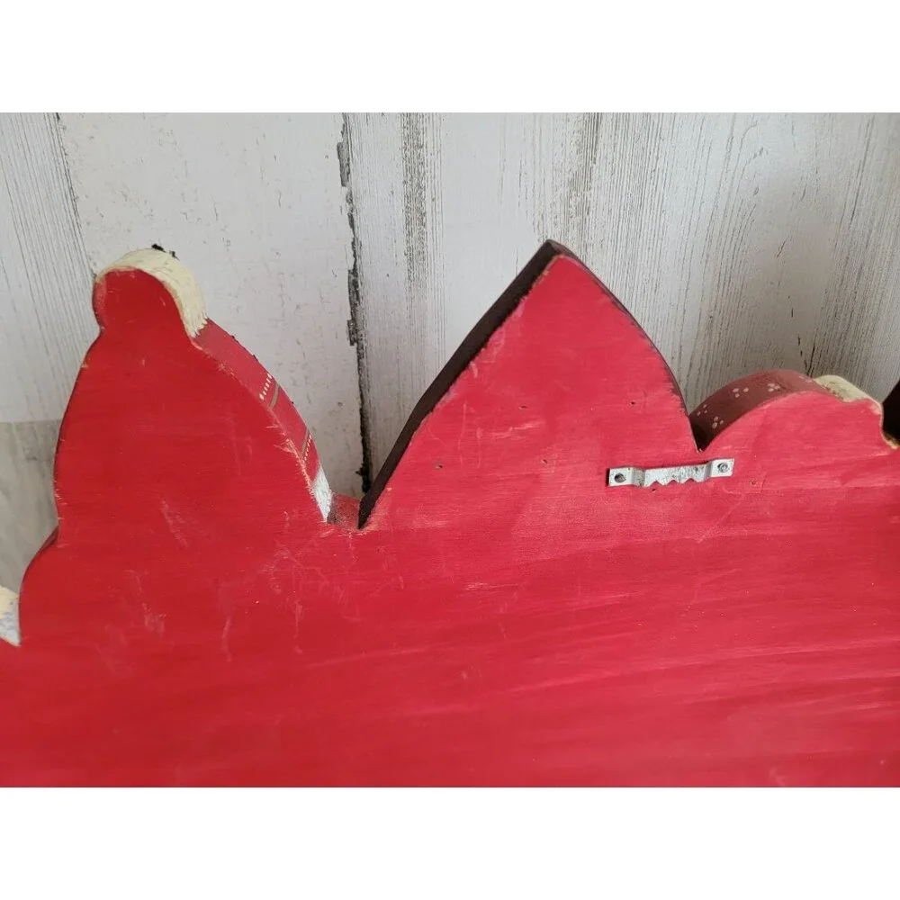Vintage wooden Santa Claus Merry Xmas home‎ decor figure sign